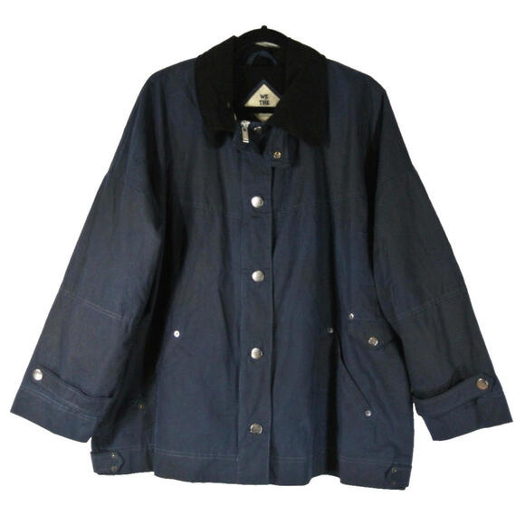 NEW , Free People Cori Waxed Jacket in Navy size XL #WAX306 - Picture 4 of 10